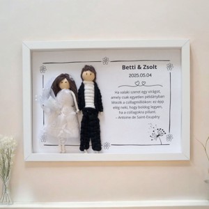 Cadou de nunta - Personalizabil macramé imagine 3D cu cuplu de logodnă -  - Artynos.ro