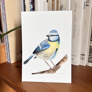 Pictură originală cu pasăre acuarelă - arte vizuale și accesorii  - picturi - acuarele picturi - Artynos.ro