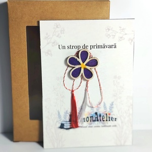 Martisor handmade tip floare mov, Bijuterii, Martisor, Altele, Arta de sticla, ARTYNOS