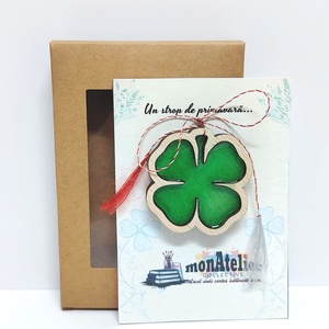 Mărțișor handmade tip trifoi cu patru foi - bijuterii - mărțișor - Artynos.ro