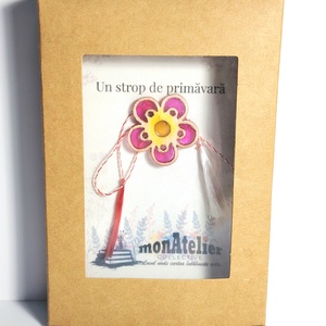 Martisor handmade tip floare roz - bijuterii - mărțișor - Artynos.ro