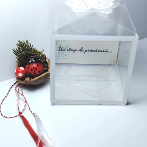 Mini peisaj natural in coaja de nuca � martisor decorativ handmade unicat, Bijuterii, Martisor, Aranjament de flori, Altele, ARTYNOS