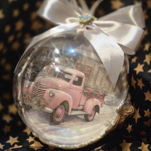 Glob catifea Santa's car - crăciun - accesorii cadou de crăciun - felicitări de crăciun - Artynos.ro