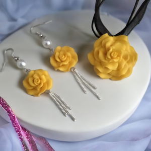 Set bijuterii handmade trandafiri - bijuterii - seturi de bijuterii - Artynos.ro