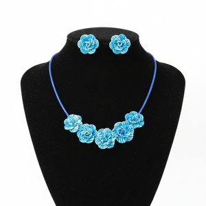 Set trandafiri albastrii - bijuterii - seturi de bijuterii - Artynos.ro