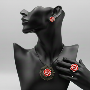 Set bijuterii handmade trandafiri  - bijuterii - seturi de bijuterii - Artynos.ro