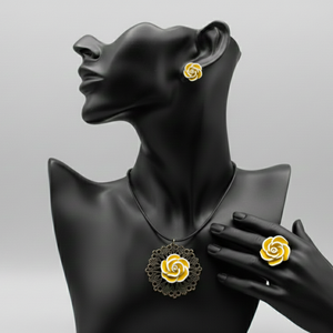 Set bijuterii handmade trandafiri  - bijuterii - seturi de bijuterii - Artynos.ro