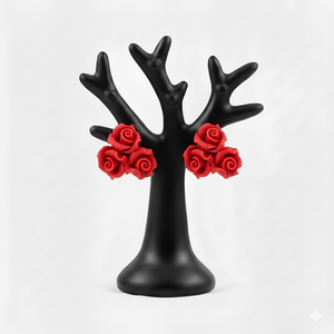 Cercei buchetel de trandafir - bijuterii - cercei - cercei din rășină - Artynos.ro