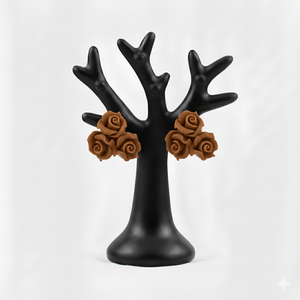 Cercei buchetel de trandafir - bijuterii - cercei - cercei din rășină - Artynos.ro