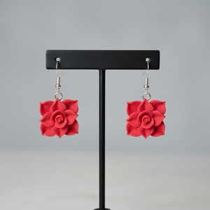 Cercei  trandafir - bijuterii - cercei - cercei din rășină - Artynos.ro