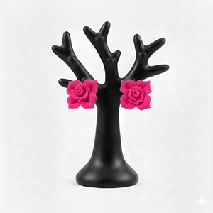 Cercei trandafirasi  - bijuterii - cercei - cercei din rășină - Artynos.ro