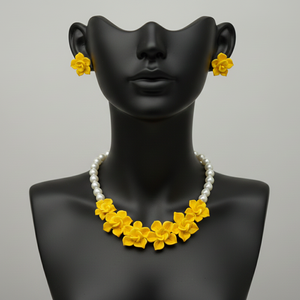 Set flori galben - bijuterii - seturi de bijuterii - Artynos.ro