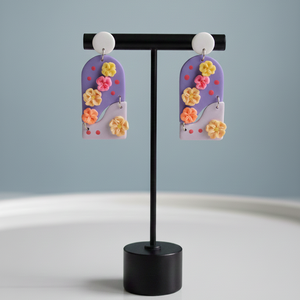 Cercei statement flori - bijuterii - cercei - cercei din rășină - Artynos.ro