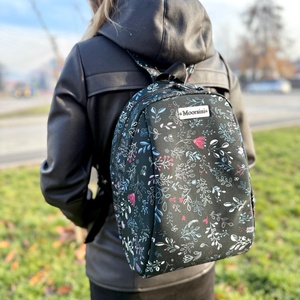 Rucsac dama black flower, Genti si portofele, Rucsacuri, Rucsac rolltop, Cusatura, Fotografie, grafica, desen, ilustratie, ARTYNOS