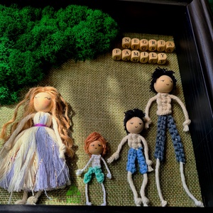 Tablou licheni si papusi din macrame - Family - casă & stil de viață - accesorii pentru decorat casa - decorațiuni de pereți, decorațiuni suspendate - decorațiuni suspendate - Artynos.ro