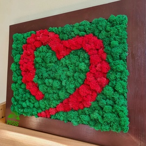 Tablou cu licheni și ramă de lemn Moss Heart - casă & stil de viață - accesorii pentru decorat casa - decorațiuni de pereți, decorațiuni suspendate - decorațiuni suspendate - Artynos.ro