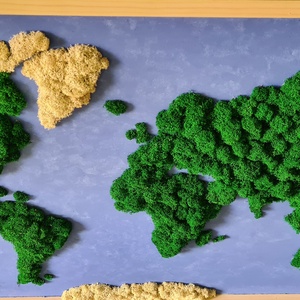 Harta cu licheni World Map - casă & stil de viață - accesorii pentru decorat casa - decorațiuni de pereți, decorațiuni suspendate - decorațiuni suspendate - Artynos.ro