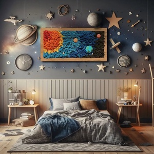 Tablou cu licheni si rama de lemn Neighbours, Casa & Stil de viata, Decoratiuni de casa, Decoratiuni de pereti, Decoratiuni suspendate, Pictura, Produse fabricate din materiale reciclate, ARTYNOS