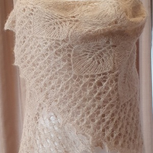 Sal  tricotat bej, Imbracaminte si moda, Esarfe, palarii, fularuri, Saluri, Crosetat, ARTYNOS