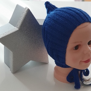 Căciulă tricotată albastră  - îmbrăcăminte și modă - haine bebeluși și copii - pălărie bebeluși - Artynos.ro