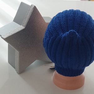 Căciulă tricotată albastră  - îmbrăcăminte și modă - haine bebeluși și copii - pălărie bebeluși - Artynos.ro