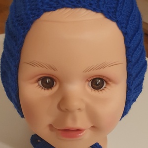 Căciulă tricotată albastră  - îmbrăcăminte și modă - haine bebeluși și copii - pălărie bebeluși - Artynos.ro