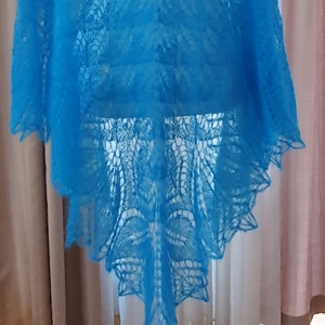 Șal tricotat turcoaz  - îmbrăcăminte și modă - eșarfe, pălării, fularuri - șaluri - Artynos.ro