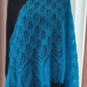 Șal tricotat turcoaz  - îmbrăcăminte și modă - eșarfe, pălării, fularuri - șaluri - Artynos.ro