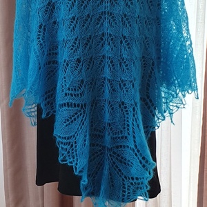 Șal tricotat turcoaz  - îmbrăcăminte și modă - eșarfe, pălării, fularuri - șaluri - Artynos.ro