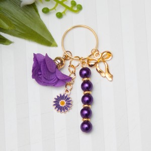 Breloc, ornament pentru geanta - Arc cu floare - Violet inchis, , , ARTYNOS