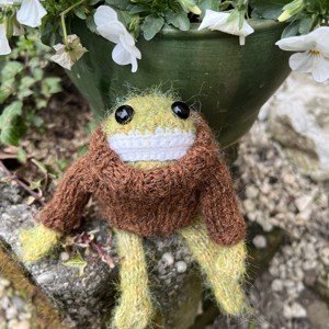 Broasca care asteapta primavara � Figurina unica, tricotata manual (14 cm) - Artynos.ro