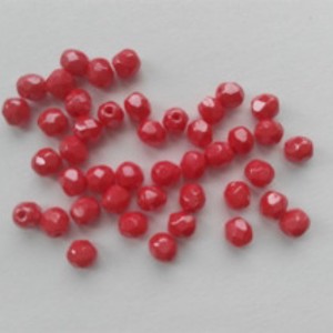 Margele cehe fatetate din sticla - 4mm - 100 buc / pachet - roz rosu, , , ARTYNOS