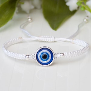 Bratara macramé impletita cu ochi de protectie - Alb, , , ARTYNOS