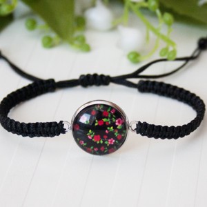 Bratara macramé impletita - Negru cu flori, , , ARTYNOS