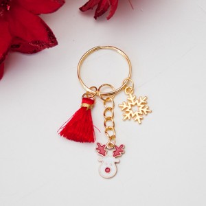 Breloc, geanta ornament Craciun - ren fulg de nea aur, , , ARTYNOS