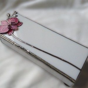 Cutie de bijuterii Orhidee 3D din sticlă Tiffany - bijuterii - suporturi și cutii de bijuterii - cutii de bijuterii - Artynos.ro