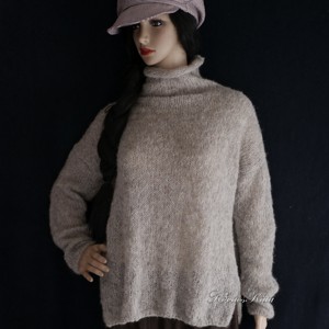 TEKNŐCALPAKA-PULCSI - pulover exclusiv tricotat manual / gri, Imbracaminte si moda, Haine dama, Hanorace, cardigane, Impletitura, ARTYNOS