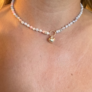 Colier din agata albastra si roz, pandantiv din argint 925 - Artynos.ro