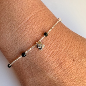 Bratara din argint 925 cu piatra soarelui verde, reglabila 16-19 cm, eleganta - bijuterii - brățări - brățări din argint - Artynos.ro