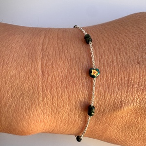 Bratara din argint 925 cu piatra soarelui verde, reglabila 16-19 cm, eleganta, Bijuterii, Bratari, Bratari din argint, Confectionarea bijuteriilor, ARTYNOS