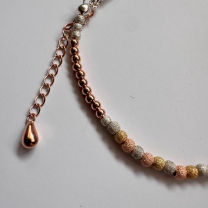 Bratara cu bile tricolore din argint 925, argint placat cu aur galben si aur roz Stardust dream, handmade - bijuterii - brățări - brățări din argint - Artynos.ro