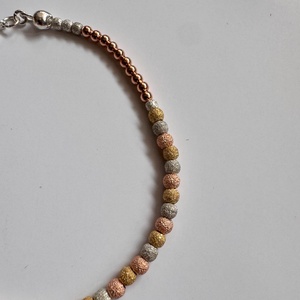 Bratara cu bile tricolore din argint 925, argint placat cu aur galben si aur roz Stardust dream, handmade - bijuterii - brățări - brățări din argint - Artynos.ro