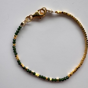 Bratara cu inchizatoare din argint 925 placat cu aur, piatra soarelui verde, hematit - bijuterii - brățări - brățări din pietre semiprețioase - Artynos.ro