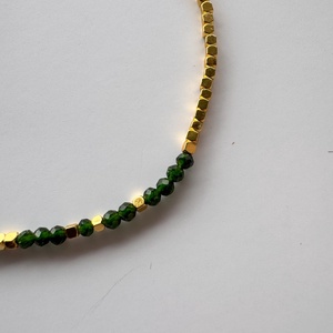 Bratara cu inchizatoare din argint 925 placat cu aur, piatra soarelui verde, hematit - bijuterii - brățări - brățări din pietre semiprețioase - Artynos.ro