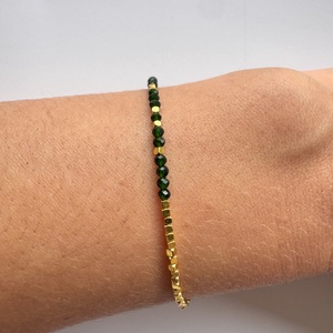 Bratara cu inchizatoare din argint 925 placat cu aur, piatra soarelui verde, hematit - bijuterii - brățări - brățări din pietre semiprețioase - Artynos.ro