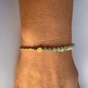 Bratara din argint 925 placat cu aur, aventurin verde, design elegant, lungime reglabila 16x19cm - Artynos.ro