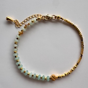 Brățară din argint 925 placat cu aur, aventurin verde, design elegant, lungime reglabilă 16x19cm - bijuterii - brățări - brățări din pietre semiprețioase - Artynos.ro