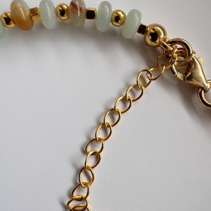 Brățară din argint 925 placat cu aur, aventurin verde, design elegant, lungime reglabilă 16x19cm - bijuterii - brățări - brățări din pietre semiprețioase - Artynos.ro