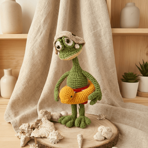 Tihomir broscuța croșetată - jucării și echipamente pentru copii - plușuri - broască de pluș - Artynos.ro