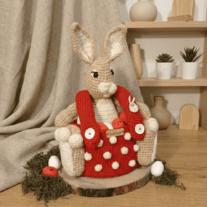 Suport oua de Paste iepuras amigurumi, rosu, Casa & Stil de viata, Organizare & Depozitare, Cosuri depozitare, Crosetat, ARTYNOS